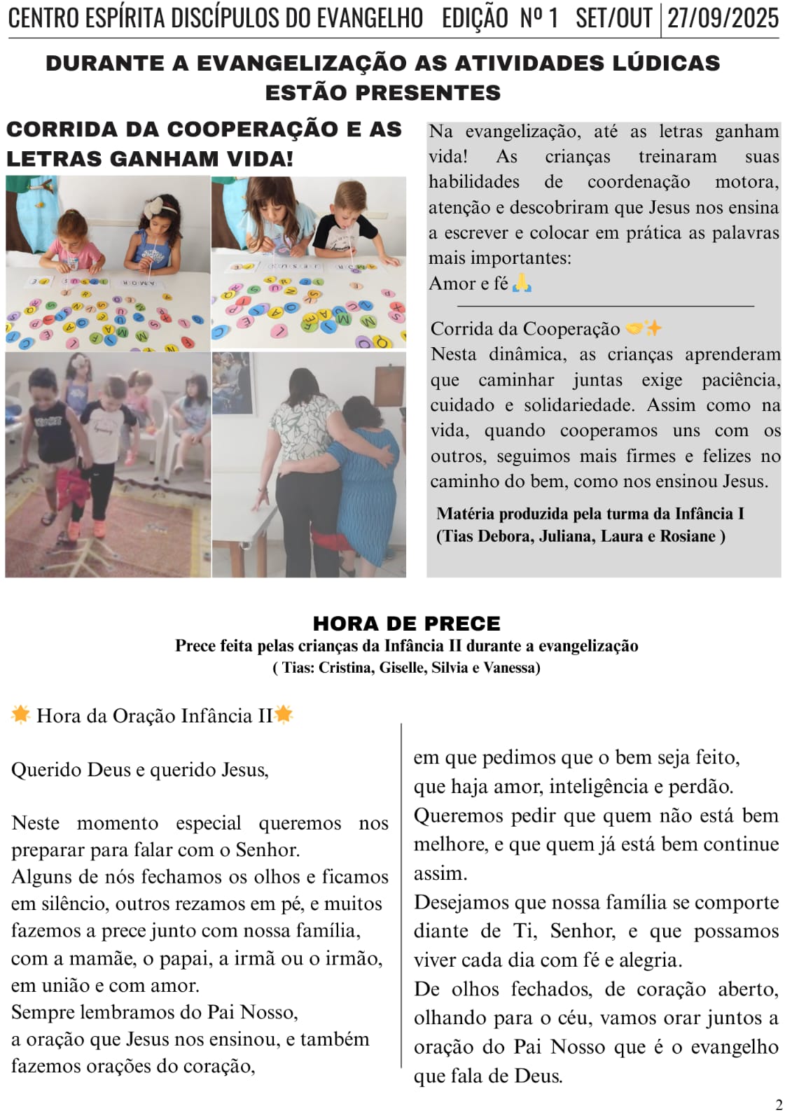 -Atividades Lúdicas / -Hora da Prece